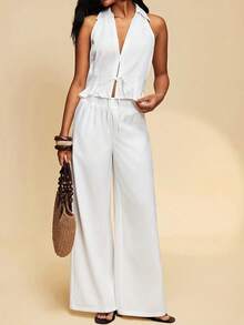 Travachic Women's Elegant White Summer 2 Pieces Set,Casual Vacation Holiday Camisole And Skirt Outfit,Boho Chic Beach Woven Bohemia Style Graduation Clothes - White - View 6