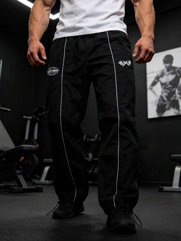 GymBeat Men's Barbell Graphic Pocket Casual Sports Pants