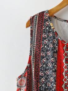 Rusticease Plus Size Women All-Over Print Round Neck Top And Wide Leg Pants Casual 2 Pieces Set - Multicolor - View 5