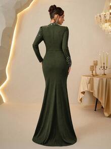 Coutiva 奢华晚礼服、高端正式礼服、优雅别致连衣裙 - 軍綠色 - 查看 2
