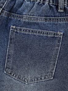 Y2K Fashion Medium Wash Denim Tween Girls Distressed Casual Shorts - Medium Wash - View 6