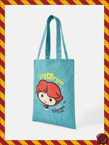 HARRY POTTER X SHEIN Women's Cartoon And Letter Pattern Convenient Handbag - Mint Blue - View 2