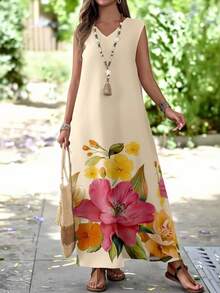 EMERY ROSE Damklänning med blommigt tryck och semestermönster - Multifärgad - Visa 2