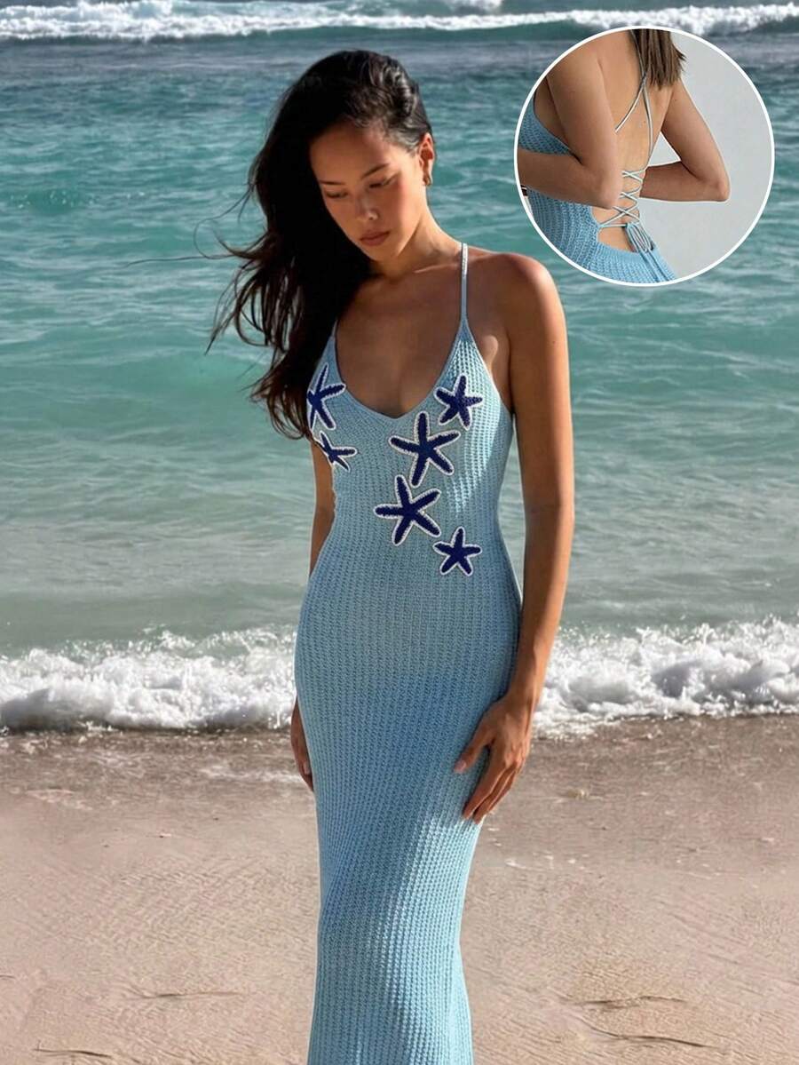 Aloruh Đầm slip hoa móc thủ công ôm sát dành cho nữ, thích hợp cho buổi hẹn hò lãng mạn và kỳ nghỉ biển, mùa xuân/hè.