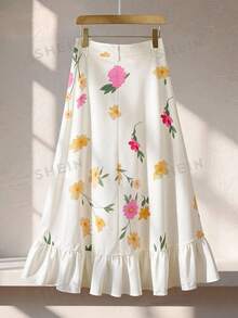 GlowEve 女士印花休闲百搭度假约会半身裙 - 杏色 - 查看 2