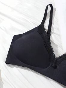 NudeFit Sujetador acolchado sin costuras con ribete de encaje cómodo - Negro - Ver 8