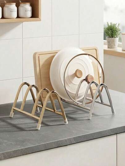 Cirelle Multi-Layer Pot Lid & Plate Organizer - Space-Saving Kitchen Countertop Organizer, Stable Kitchen Storage Rack
