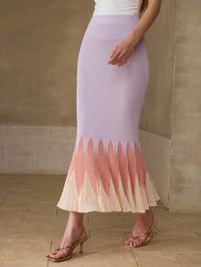 MOTF PREMIUM WOMEN'S KNITTED ELASTIC OMBRE MERMAID SWEATER SKIRT - Multicolor - View 6