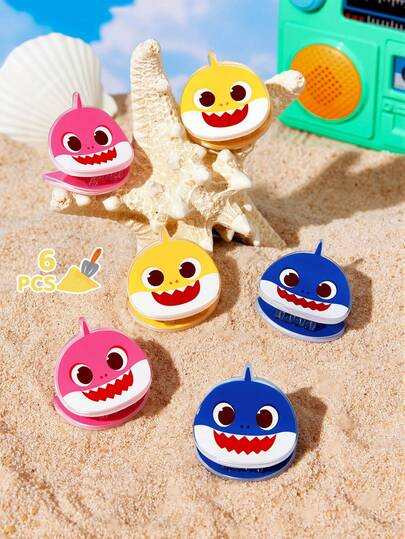 BABY SHARK X SHEIN 6 PCS Of Acrylic Mini Hair Claws, Cute Cartoon Fish Hairpins, Suitable For Clipping Bangs To Organize Broken Hair