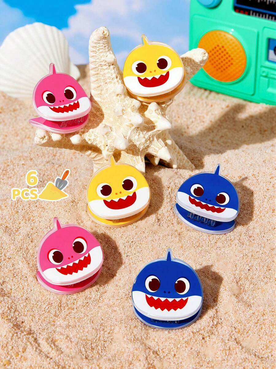 BABY SHARK X SHEIN 6 PCS Of Acrylic Mini Hair Claws, Cute Cartoon Fish Hairpins, Suitable For Clipping Bangs To Organize Broken Hair - Multicolor - View 1