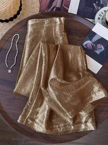 EMERY ROSE Pantalones anchos de unicolor, versátiles y casuales para uso diario - Marrón Mocha - Ver 6