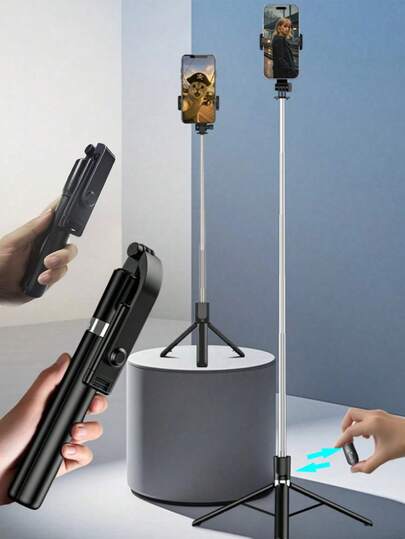 Teckwe 170cm/67-Inch Retractable Aluminum Selfie Stick Tripod With Fill Light And Wireless Remote, Compatible With IPhone/Android Smartphones-Ideal For Travel, Vlogging, Live Streaming, And Outdoor Photography. A Retractable, Portable Mount Designed For Bloggers And Travelers To Capture -Worthy Shots Anytime, Anywhere! A Top-Selling Item!