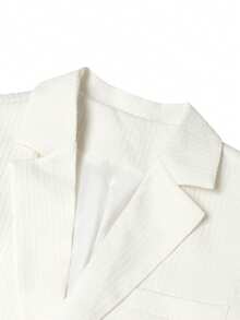 Manfinity Bizformal 男士翻领长袖商务休闲西装外套，华夫格纹理西装外套 - 杏色 - 查看 4