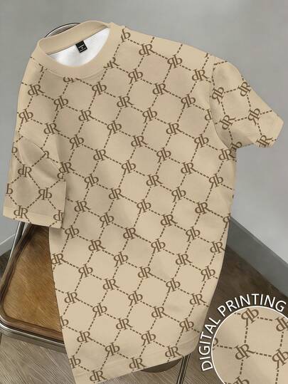 Manfinity Dauomo 男士休闲字母印花短袖T恤，夏季