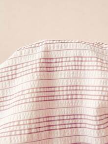 Poéselle 女士休闲条纹抽绳腰短裙，夏季 - 紅色 - 查看 8