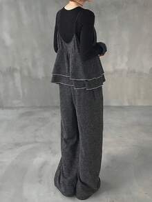 FRIFUL 女士吊带宽松阔腿连体裤，荷叶边装饰，夏季连体裤，女士休闲套装 - 深灰色 - 查看 1