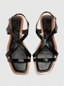 CUCCOO BIZCHIC 女士方头简约休闲宽松平底凉鞋 - 黑色 - 查看 1