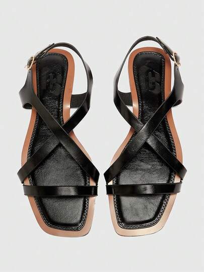 CUCCOO BIZCHIC 女士方头简约休闲宽松平底凉鞋