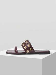 Mnmlis Women Fashion Flat Sandals, Casual Daily Wear For Summer - Burgundy - View 2