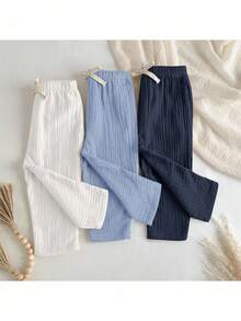 Loomiva 3pcs Baby Boy Casual Bow Decor Versatile Daily Wear Pants Set,Kids - Multicolor - View 3