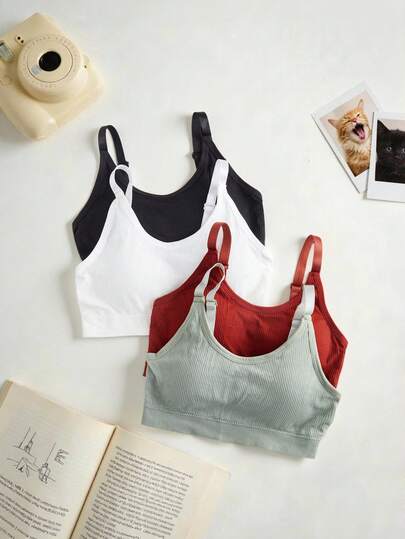 Lowkey Lull 4件装女士简约纯色无钢圈带衬垫文胸