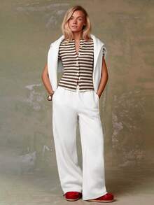 Athîral Women's Striped Short Sleeve Single-Breasted Casual Top - Multicolor - View 6