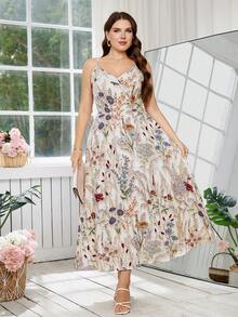 SHEIN Clasi 大码优雅印花无袖连衣裙，夏季 - 彩色 - 查看 8