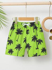 SHEIN 男童泳装，四向弹力面料，随机椰树印花沙滩短裤，休闲清爽，百搭，适合游泳、夏季度假、海滩、泳池、节日派对等场合。 - 彩色 - 查看 7