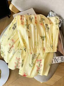 GlowEve New Arrival French Floral Design Women Skirt - Light Yellow - View 6