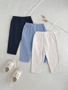 Loomiva 3pcs Baby Boy Casual Bow Decor Versatile Daily Wear Pants Set,Kids - Multicolor - View 2