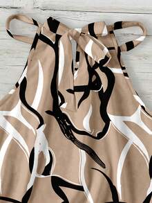 SHEIN LUNE 女士吊带复古几何优雅浪漫撞色印花图案吊带背心，适合春夏、户外活动、海滩度假、时尚休闲、通勤穿着。 - 彩色 - 查看 6