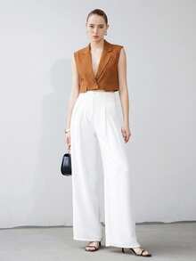 Aveloria Modichic Summer Cool Style Sleeveless Cropped Vest Jacket  - Yellow - View 2