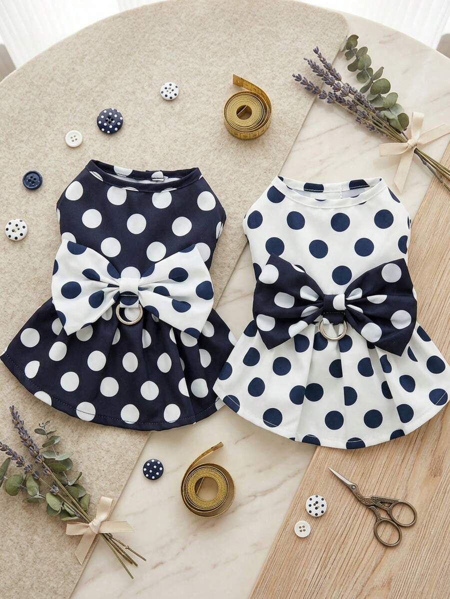 PETSIN 狗狗服装、猫咪服装、动物裙装、宠物春夏新品系列、幼犬连衣裙、公主风百搭连衣裙、条纹印花、小型动物服装、清凉防晒霜 - 彩色 - 查看 1