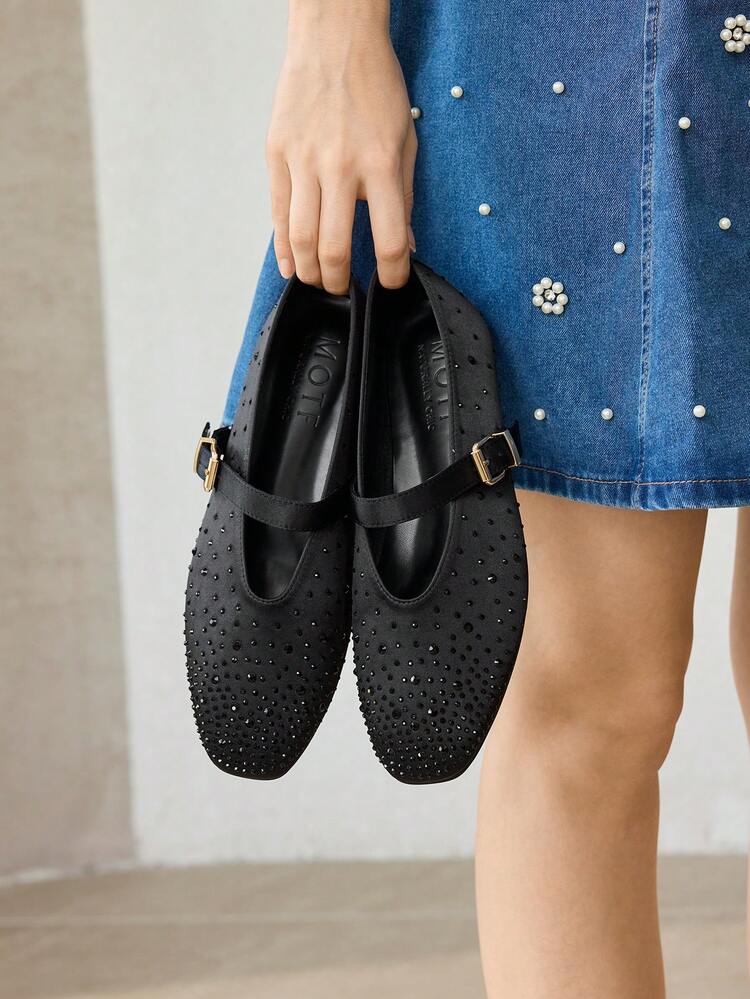 WOMEN'S COMMUTING CASUAL COMFORTABLE VERSATILE MARY JANE SQUARE TOE DIAMOND FLAT SHOES FOR CHRISTMAS