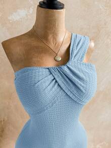 Soleia 春夏新款休闲度假西部海滩婚礼宾客礼服毕业早午餐套装，圣帕特里克节春假复活节音乐节优雅波西米亚热带无袖露背针织纹理连体裤（女款） - 藍色 - 查看 3