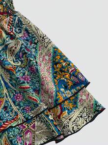 SHEIN PETITE Pantalones cortos casuales con cintura elástica y estampado para mujeres de talla pequeña, versátiles para vacaciones, primavera/verano - Verde - Ver 3