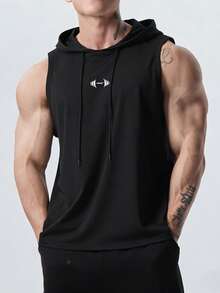 Gym Rark 男士休闲多功能抽绳连帽运动背心，健身房 - 黑色 - 查看 3