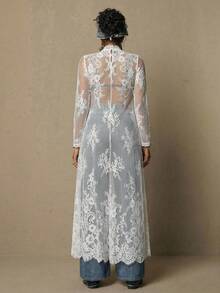 Freevana Đầm ren đen phong cách Bohemian cổ điển cỡ lớn, thanh lịch, đa năng, thích hợp mặc hàng ngày, đầm dự tiệc mùa xuân sớm dành cho phụ nữ. - trắng - Xem 2