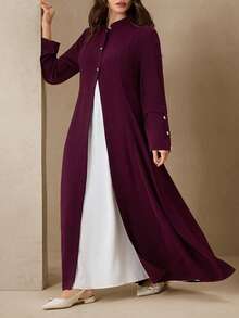 Al Najma Solid Color Elegant Slim Fit Abaya For Women, Autumn/Winter - Burgundy - View 5