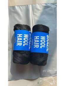 2/4/5/8pcs Brazilian Wool Hair Synthetic Crochet Hair Extensions For Women African Hair Yarn For Braiding Senegalese Twist Fake Hair - Black - View 4