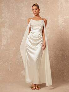 Lumalex Spring Summer Glossy Satin & Draped Mesh Splice Strapless Ruched Waist Mermaid Dress For Women Perfect For Summer  Spring-Break Trips  Cruises  Beach Weekends  Vacations  Parties  Date Nights  Weddings  Proms  Banquets  Birthdays  Carnivals  Festivals And Other Holiday Events. Neo-Girly Charm  Boho-Casual Flair  Quiet Luxury  Business Chic  And Relaxed Vacay A Richly Layered  Glitter-Accented Style For Luxury Proms  Receptions  Banquets  Weddings  Raves  Festivals  Holiday Gatherings  And Outdoor Evening Occasions-Ideal Whenever You Need A Sophisticated Yet Striking Party Look Ivory Dresses Wedding Dresses Ruched Dresses Bridesmaid Dresses Milkmaid Dresses - Light Yellow - View 14