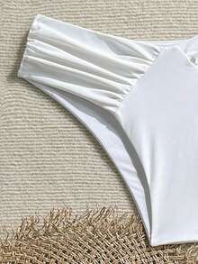 Swim Vcay 2 chiếc quần bơi nữ gợi cảm màu trơn có bèo nhún - Nhiều màu - Xem 5