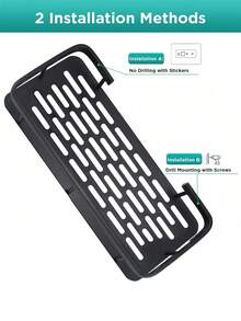 1/2Pcs No-Drill Large Wall-Mounted Shower Caddy, Space-Saving Floating Shelf For Bathroom Kitchen, Toiletries Storage Organizer - Black - View 6