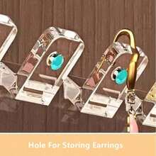 3pcs Wall Mounted Necklace Holder Rack With 8 Hooks, Jewelry Organizer For Necklaces, Bracelets, Rings - Clear - View 8