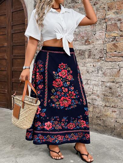 GlowEve CURVE Plus Size Women's Brushed Plaid Retro Elegant Skirt