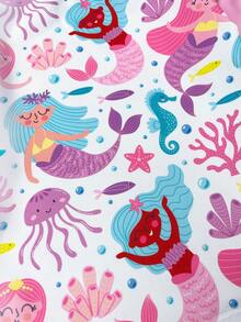 SHEIN 2pcs/Set Young Girl Casual Knit Crew Neck Long Sleeve Top And Triangle Swim Shorts Set - Blue - View 8