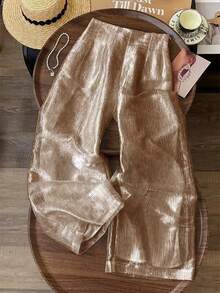 EMERY ROSE Pantalones anchos de unicolor, versátiles y casuales para uso diario - Marrón Mocha - Ver 5