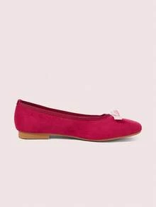 CUCCOO DOLLMOD Chaussures plates à bout carré bordeaux avec nœud, polyvalentes et mignonnes pour un usage quotidien - Rouge foncé - Voir 3