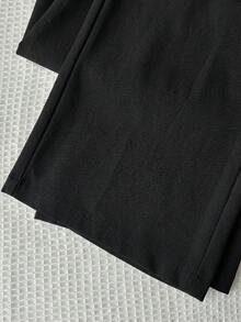 SHEIN 少女休闲简约舒适中腰直筒裤，适合母亲节、毕业典礼、春夏日常、外出、度假、节日穿着，时尚百搭，休闲百搭，适合返校、休闲、返校季等场合。 - 黑色 - 查看 3