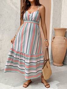 SHEIN Maternity Casual Striped Sleeveless Dress - Multicolor - View 1